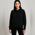 T Alexander Wang Black Leather Trim Mock Neck Pullover Hoodie Sweatshirt M Size M Photo 2