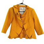 Anthropologie Tabitha Wool Blend Terrace House Ruffle Blazer Jacket Mustard Sz 6 Yellow Photo 0