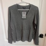 Desigual Embellished V-Neck Sweater Rhinestone Detail Gray Knit Size Small NWT Photo 1