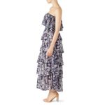 Misa  Nadia Purple Blue Strapless Floral Print Tiered Maxi Dress Size M Photo 2