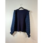 Betsey's Boutique Sweater Womens Medium Long Sleeve Pullover Textured sleeve top Blue Size 8 Photo 1