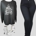 Holiday Time  black sweatshirt with holiday sayings on the front Photo 1