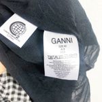 Ganni Gingham Mesh Wrap Mini Dress Size 40 Ruffle Stretch Black White Check Photo 5