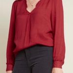 Modcloth NWOT Comprehensive Charm Crimson Dark Red Sheer Blouse Medium New Photo 1