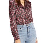 Something Navy Revolve  Vintage Button Down Top in Black Rose Ditsy Size XS Photo 1