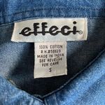 Vintage 90s Embroidered Chambray Denim Shirt Oversized Short Sleeve Heart Floral Blue Photo 7