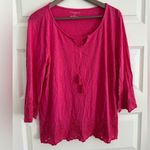Talbots Petite Eyelet Top Pink Size LP Photo 0