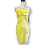 Jump  Apparel M Yellow Satin Bodycon Mini Dress Cowl Neck Party Cocktail Sexy Photo 1