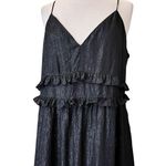 Madewell Black Dress Metallic Shimmer Ruffle Cami Sleeveless Ruffles 14 EUC Photo 2