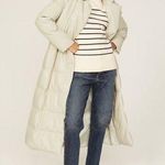 Something Navy Cream Faux Leather Oversized Trench Puffer Coat Size Small Photo 0