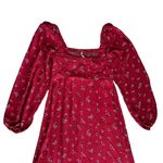 Free People Women’s Iris Long Balloon Sleeve Red Blue Floral Midi Dress Size S Photo 2