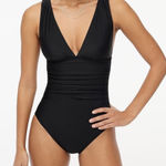 J.Crew J.‎ Crew Black Ruched V Neck Small One Piece Swimsuit NWT Vacation Beach Photo 0
