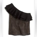 J.Crew  Size 10 Black Nude One-Shoulder Eyelet Ruffle Top Shirt Blouse Photo 1
