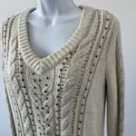 Abercrombie & Fitch Beaded Cable Knit Gray and Ivory Sweater, Sz: XS (b41) Photo 3