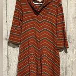 Free People  New Romantics 3/4 Sleeve Burnt Orange Striped Dress Scoop Back Sz Sm Photo 0