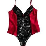 Victoria's Secret  Red Black Satin Lace Silk One Piece Teddy Photo 0