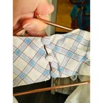 RIXO Blue White Checkered Steph Crepe Tie Back Puff Sleeves Midi Dress Size 10 Photo 12