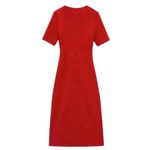 ZARA  Red Double Front Slit Midi Dress Back Zip Size Medium EUC Photo 3