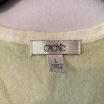 Cache  Green Orange Beaded 3/4 Sleeve V-neck Pullover Sweater Women's size Large Photo 1