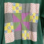 Marine layer Sweatshirt Womens Medium Green Pullover Quilted Mixed Print Gingham Photo 4