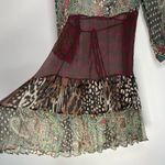 Kimchi Blue  Sheer Silk Dress Animal Print Patchwork Fairy Boho Festival Paisley Photo 3