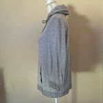 St. John Gray Cardigan Button Up Sz M Sequin Hooded Jacket Embellished Trim Photo 4