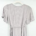 ASTR  Womens Modest Embroidered Short Sleeve Tie Wrap Midi Dress‎ Size S Lavender Photo 9