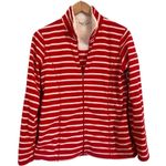 L.L.Bean Women’s Red and White Striped Full Zip Fleece Jacket Size Small Photo 4