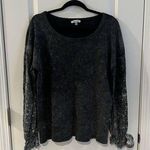 White Birch  Women’s Waffle Knit Top Medium Oversized Embroidered Photo 0