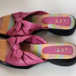 Vintage Art Effects 90s Pink Leather Knotted Slide Sandals Size 7 Photo 6