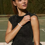 Free People  Ribbed Baby Tee Washed Black size Medium Photo 0