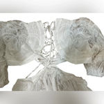 Women's White Cut out Lace Bubble Sleeve Lace Back Maxi Dress NWOT Size XL Photo 3