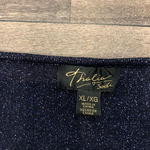 Thalia Sodi  Metallic Blue Lightweight Sweater Shoulder Cut-Outs Size XL Photo 1