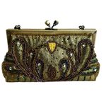 Vtg hand beaded mini small hand tote purse glam festival embelleshed Photo 1