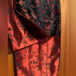 Traditional Chinese shiny silky asian dress splits side in black red 6 mandarin Photo 2