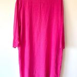 Bryn Walker Hi-Lo Zaida Pink Hibiscus Ruffle Hem Linen Tunic Dress Lagenlook Photo 9