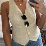 Madewell  Linen Cutaway Vest in Neutral Size US 8 Photo 0