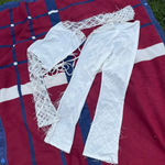 2 piece festival white feather set pants and cropped wrap top
Women’s S small Photo 2