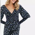 ASOS NWT  | Shirred Waist Romper in Blue Ditsy Floral Print Photo 15