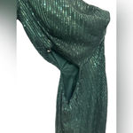 Emerald green sequins one arm side cutout shirt cocktail dress NWOT Size XS Photo 3