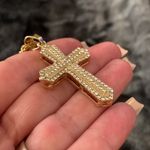 Gold Plated Stainless Steel Cross Pendant 24” Rope Chain – CZ Iced Out Necklace Photo 4