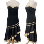 Vintage Y2k Camille La Vie Gown Beaded Strapless Satin Sweetheart Black Beige 10 Photo 1