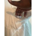 ZARA  White Textured Midi Dress Lace Up‎ Back Ruffle Sleeve Size Small Photo 6