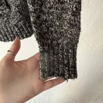 L.L.Bean  Sweater Womens Medium Black White Full Zip Cardigan Marled Knit Cotton‎ Photo 8