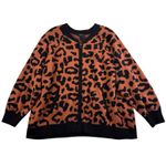 Torrid Plus 4X 4 Cardigan Zip Up Bomber Sweater Leopard Animal Print Heavy Knit Photo 2