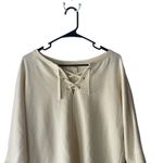 Jag Jeans Women's Size Small Debbie Lace Up Cream Sweater Clean Girl Minimalist Photo 1