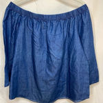 Saks 5th Avenue Off‎ the shoulder, Saks Fifth Ave, denim like, sz lg Photo 0