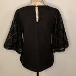 THML knit top with semi sheer wide eyelash sleeves S Photo 2