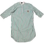 Ralph Lauren VTG Striped Button Up Shirt Dress Tunic Green White Cotton S Crest Photo 0
