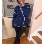 Derek Lam  Blue Cardigan Sweater MEDIUM Preppy Blazer Career Work Designer $425 Photo 5